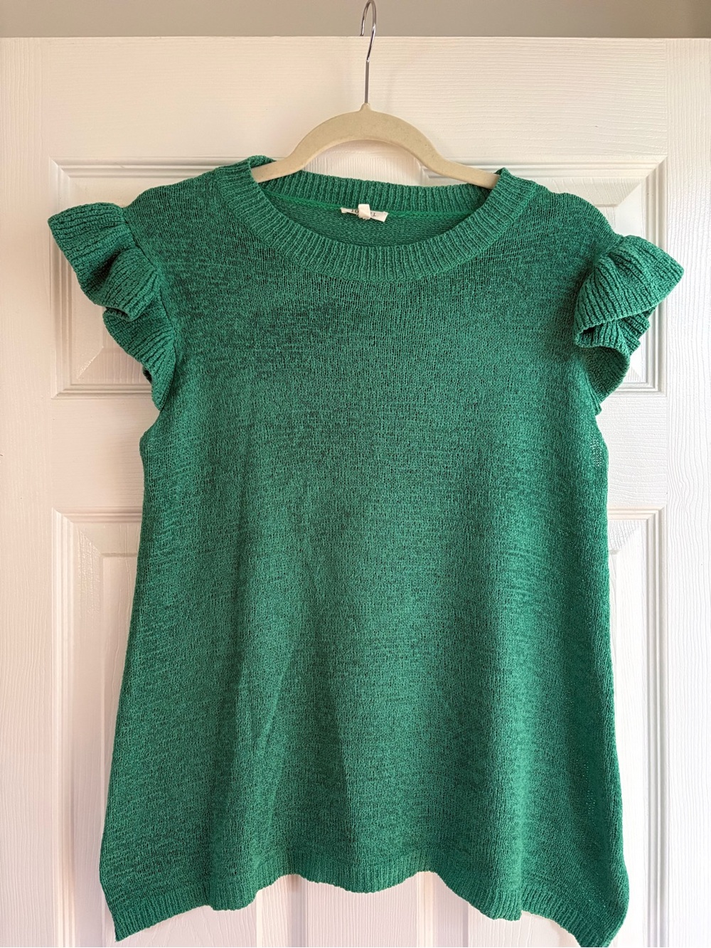 JODIFL Emerald Green Ruffle Sleeve Knit Top